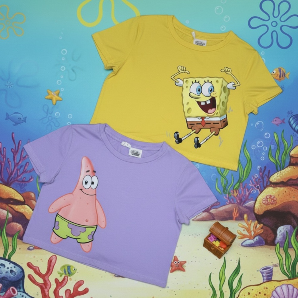 🌞🧽SpongeBob & Patrick Graphic Tee 2-Pack Bundle | Girls Size 6 ⭐